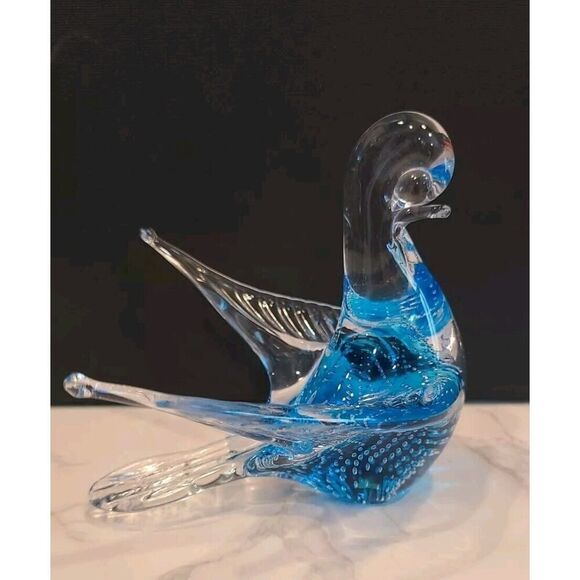 Vintage Mid Century FM Konstglas Style Glass Bird Controlled Bubbles Art Glass - Picture 2 of 15